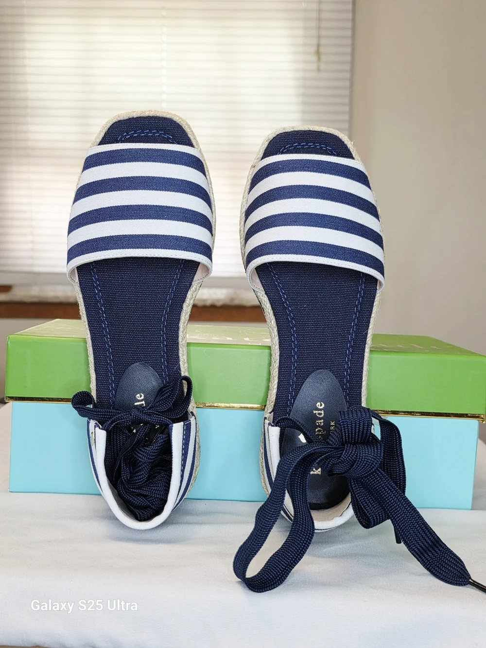 Kate Spade Chandra Espadrille Sandals In Navy/White  Size 7M